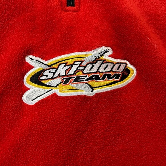 VTG Ski Doo Team Fleece Pullover Men's Small Red 1/4 Zip Snow Warm Comfort - Picture 2 of 6